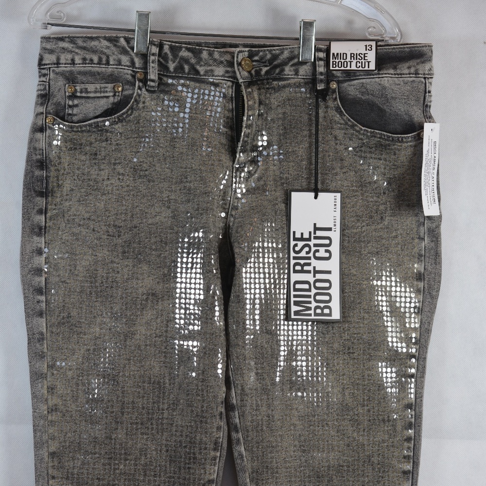 ALMOST FAMOUS Sequined Jeans SZ 13 NWT